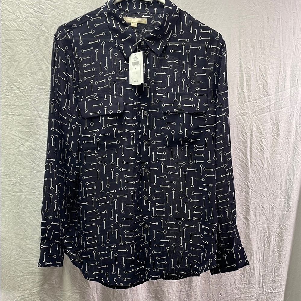 Banana Republic Dark Blue Key Pattern Shirt